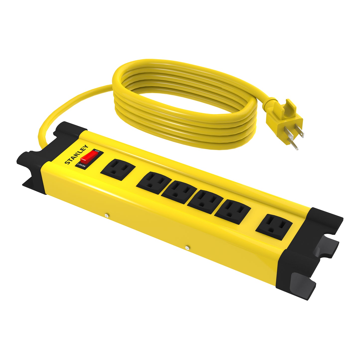 STANLEY® 6-Outlet Metal Power Strip with 10FT Cord - Stanley Electrical Accessories