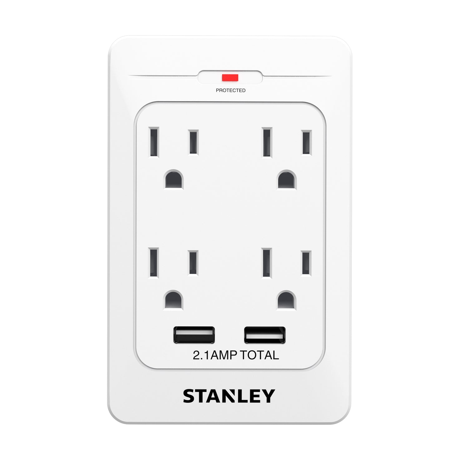STANLEY® 4-Outlet 2-USB 1080 Joule Surge Wall Adapter - Stanley Electrical Accessories