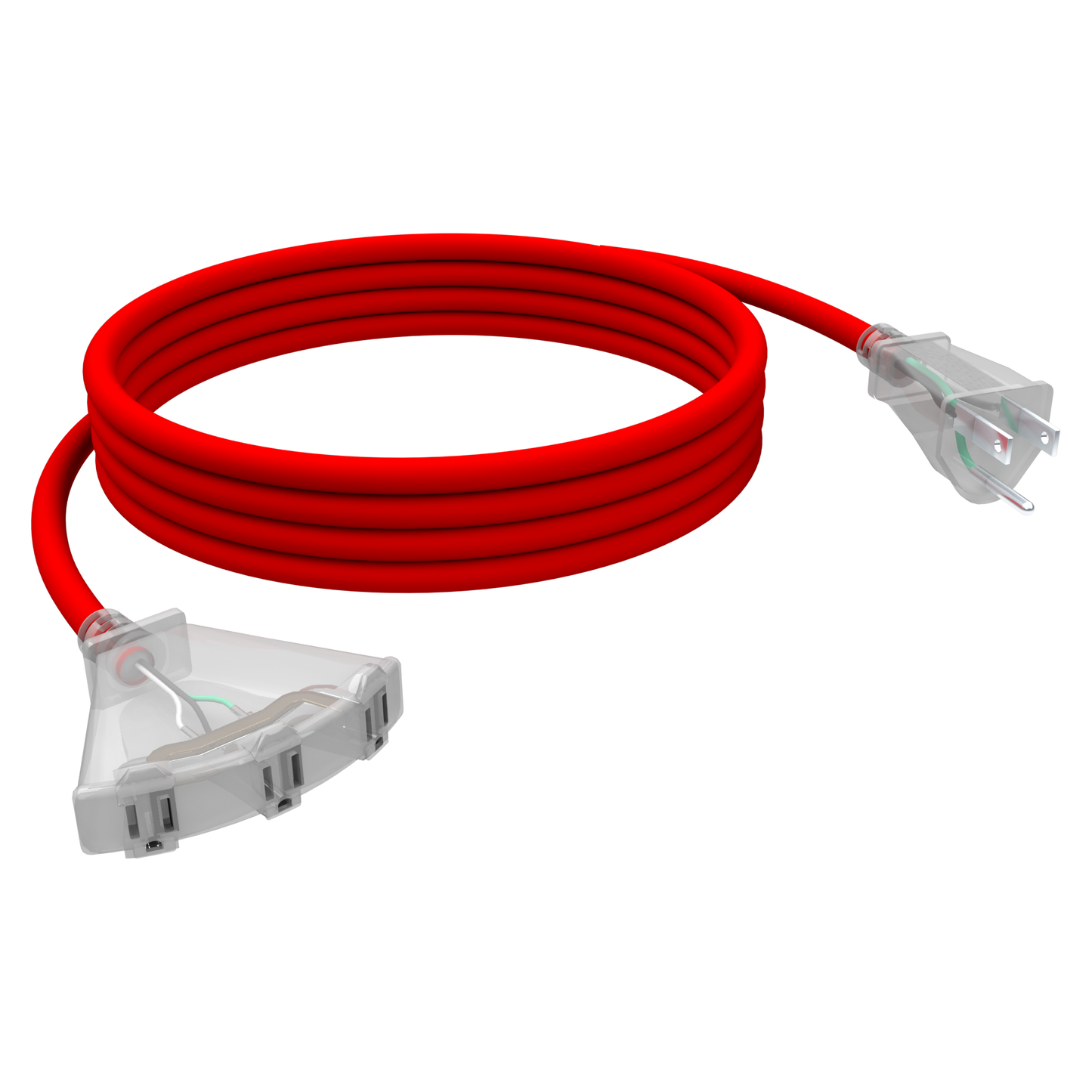 STANLEY HEAVY DUTY 15FT EXTENSION CORD, 12 GAUGE, 3-OUTLET, LIT END, RED