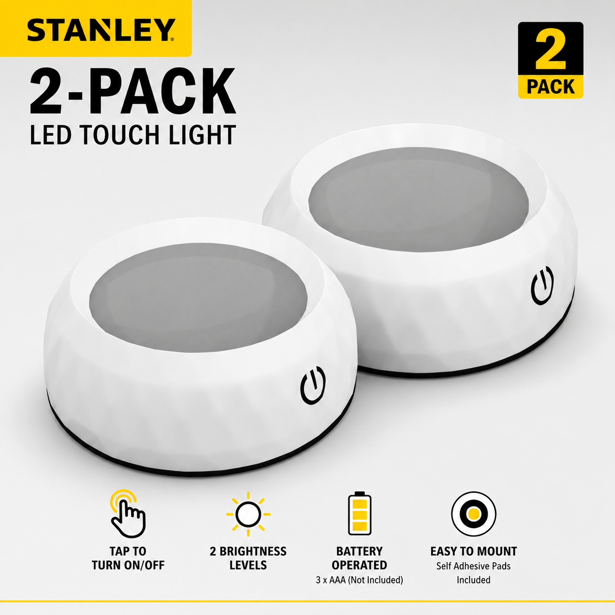 STANLEY® 2Pk LED Utility Utility Light with Touch Sensing On/Off Switch