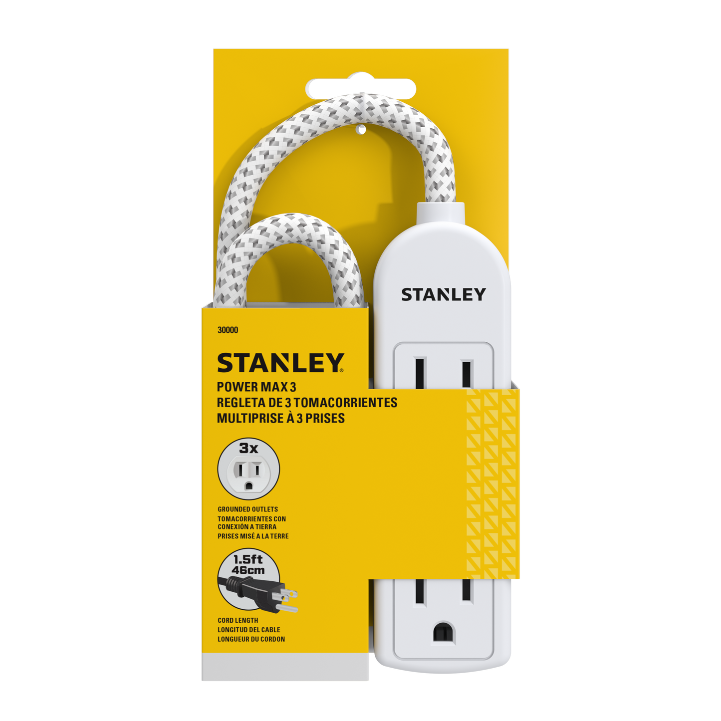 POWERMAX 3-Outlet Mini Power Strip - Stanley Electrical Accessories