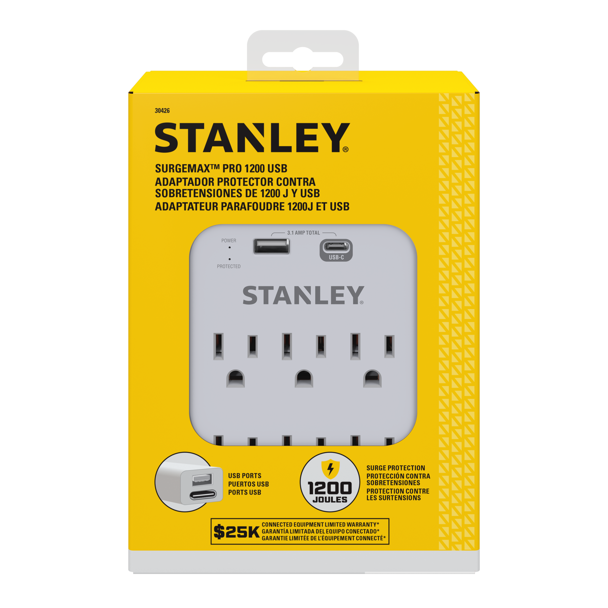 SURGEPRO 1200 USB 6-Outlet Surge USB Wall Adapter - Stanley Electrical Accessories