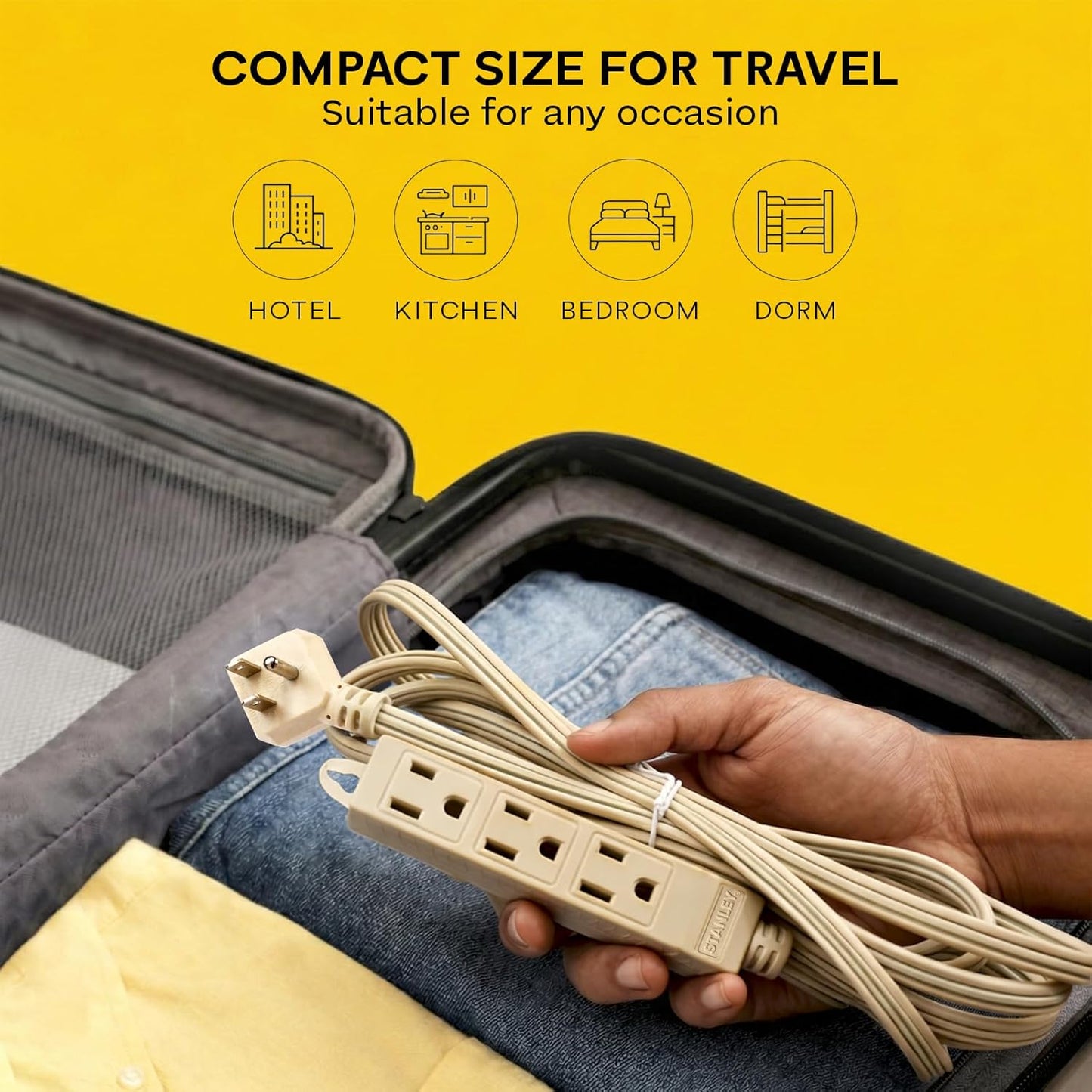 STANLEY® 9FT 3-Outlet Indoor Extension Cord with Right Angle Plug - Stanley Electrical Accessories