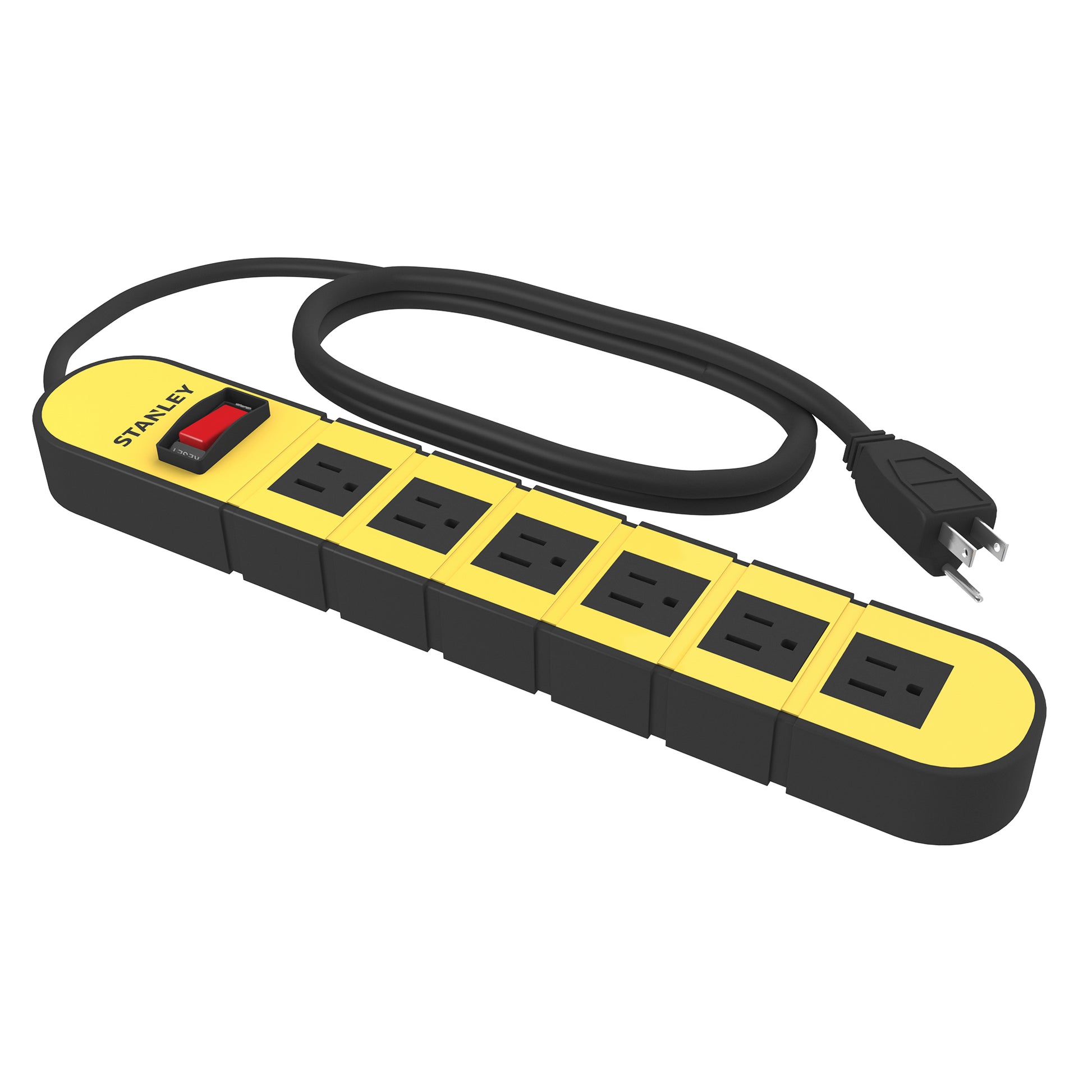 STANLEY 6 OUTLET Metal Power Strip, 3FT Cord