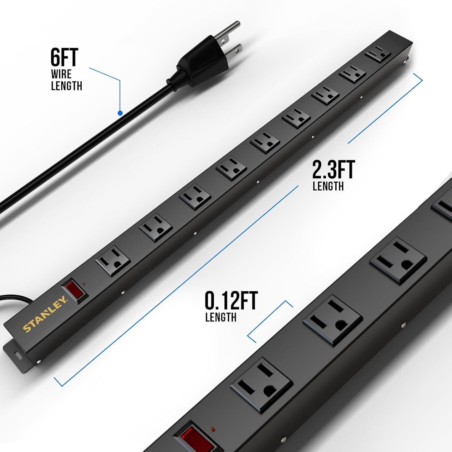 STANLEY® 9-Outlet Metal Surge Protector - Stanley Electrical Accessories