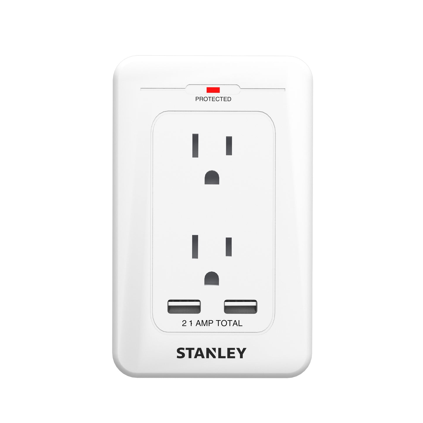 STANLEY® 2-Outlet 2-USB 270 Joule Surge Wall Adapter - Stanley Electrical Accessories