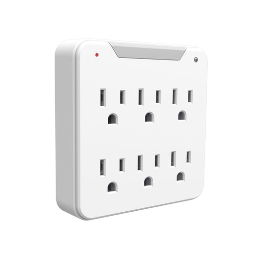 STANLEY® 6-Outlet 750 Joule Surge Wall Adapter with Auto LED Night Light - Stanley Electrical Accessories