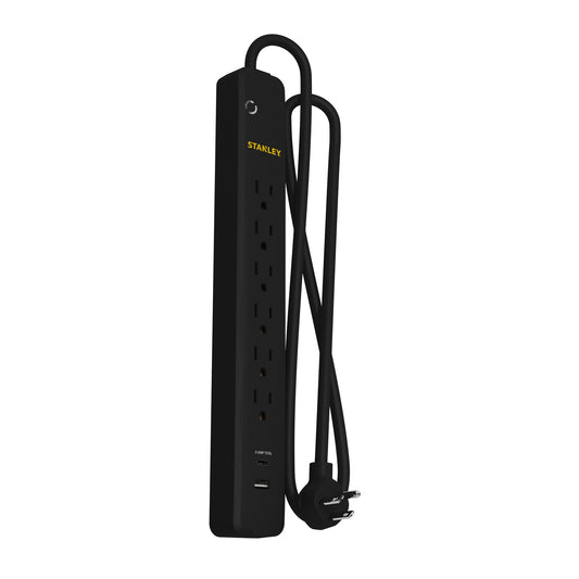 STANLEY® 400 Joule SurgeMax 6 Outlet USB Surge Protector - Stanley Electrical Accessories