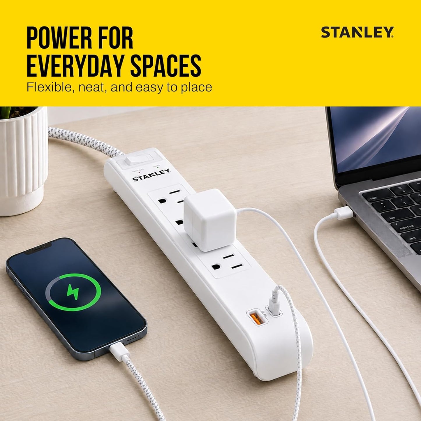 SURGEMAX USB 4-Outlet 600J USB Surge Protector - Stanley Electrical Accessories