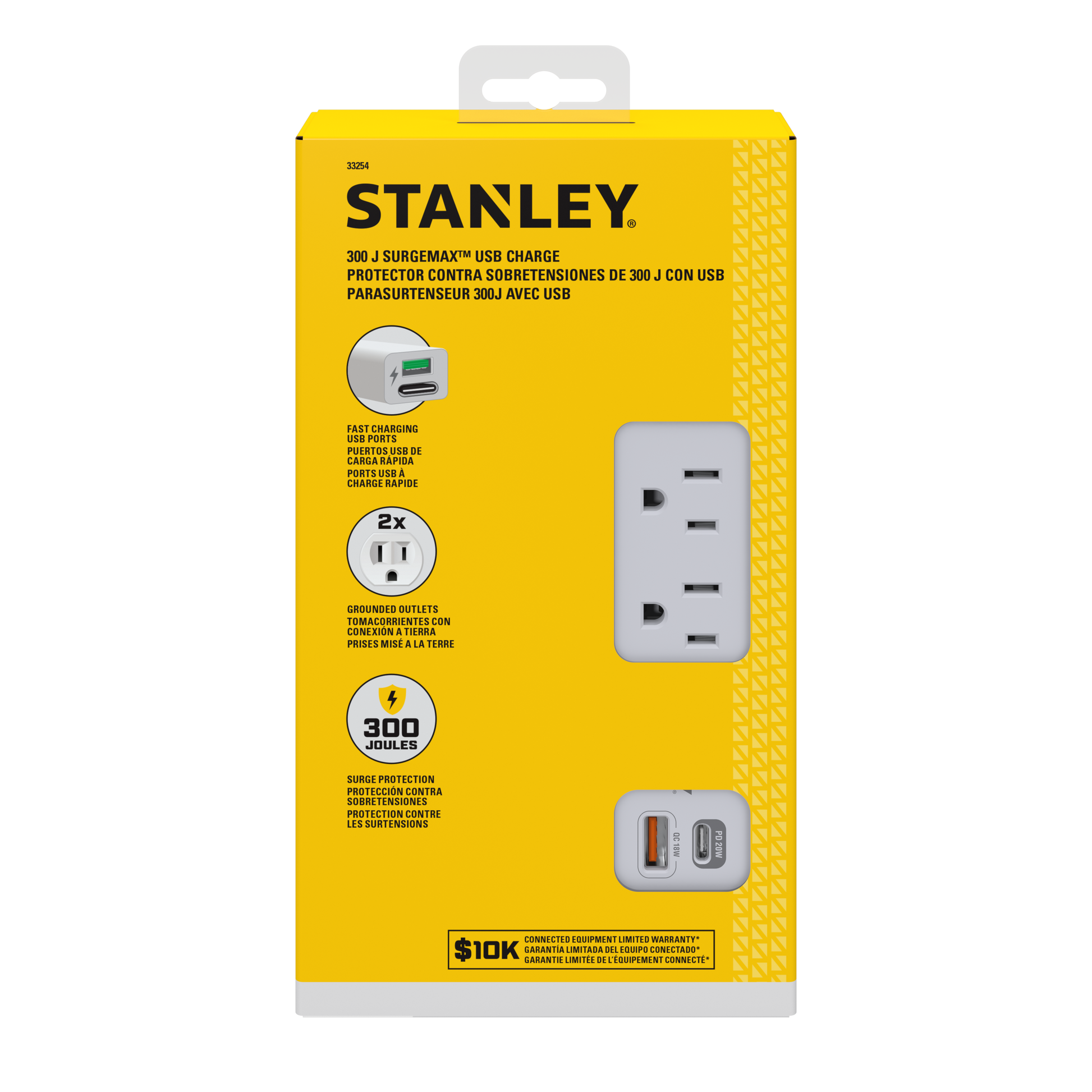SURGEMAX USB CHARGE 2-Outlet 300J USB Surge Protector - Stanley Electrical Accessories
