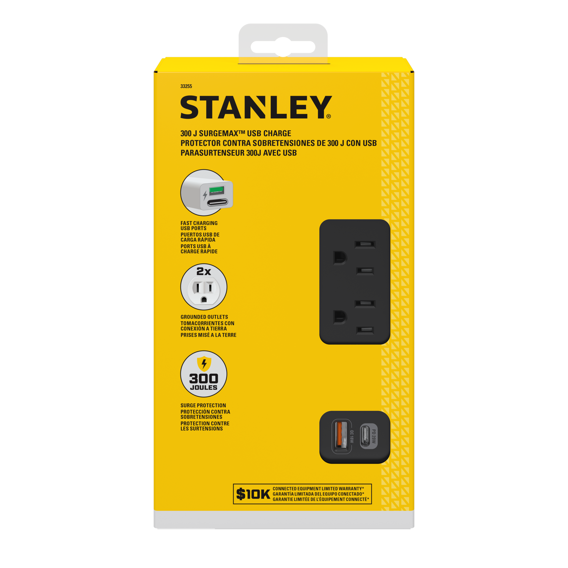 SURGEMAX USB CHARGE 2-Outlet 300J USB Surge Protector - Stanley Electrical Accessories