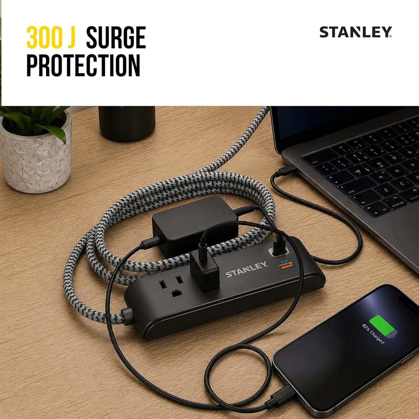SURGEMAX USB CHARGE 2-Outlet 300J USB Surge Protector - Stanley Electrical Accessories