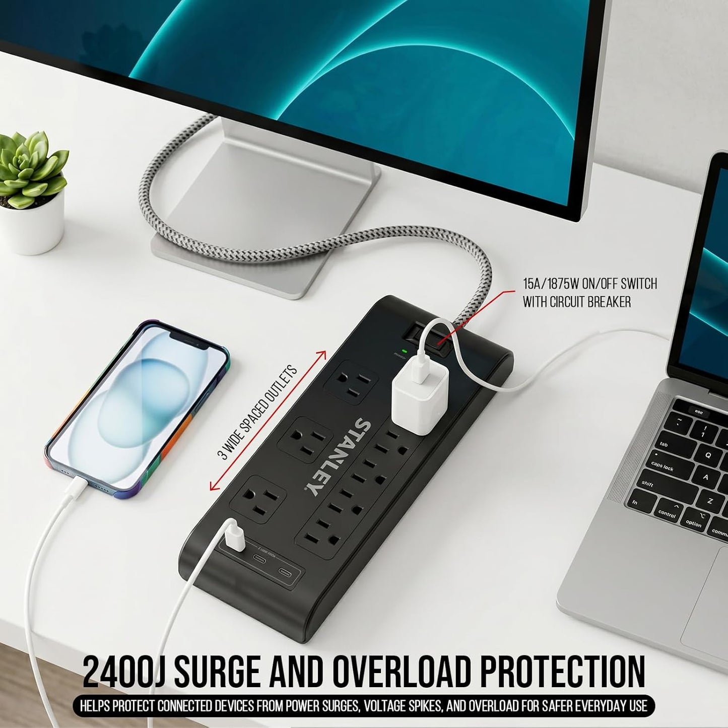 SURGE BLOK 2400J USB 8-Outlet 2400J USB Surge Protector