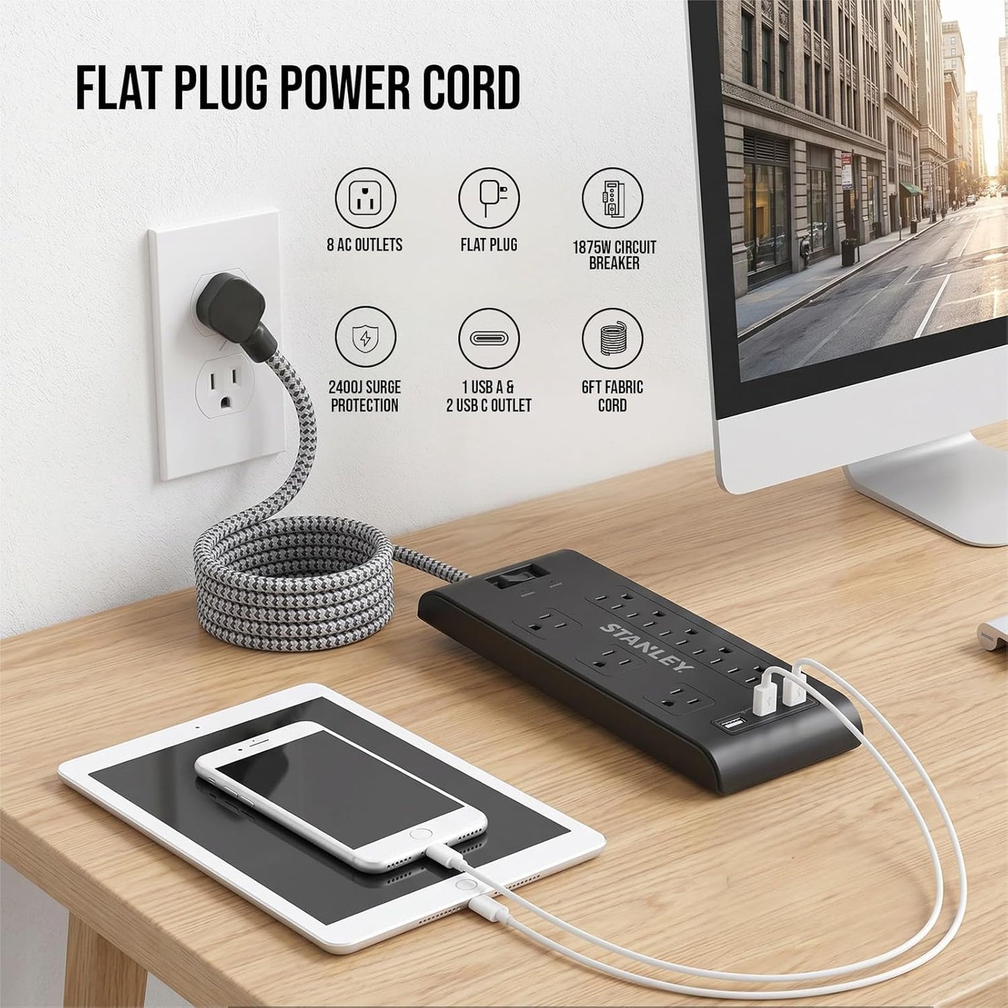SURGE BLOK 2400J USB 8-Outlet 2400J USB Surge Protector