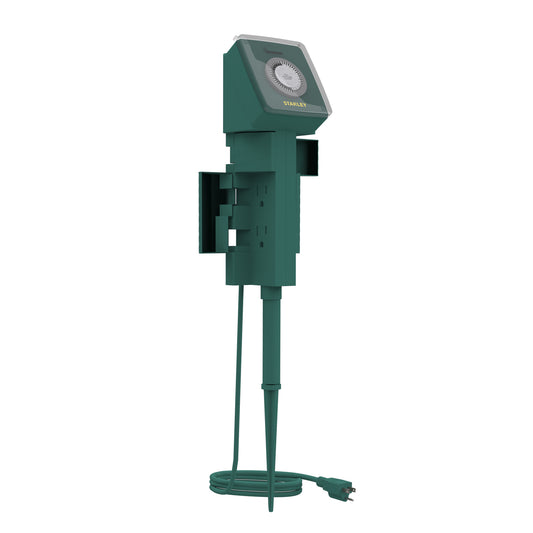 STANLEY 6-OUTLET MECHANICAL TIMER GROUND STAKE - Stanley Electrical Accessories