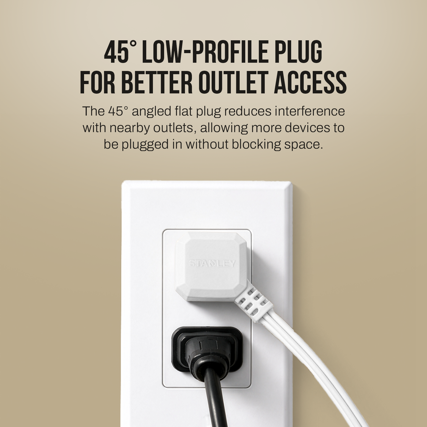 STANLEY® 9FT Indoor Extension Cord with 3 In-Line Outlets and Flat Plug - Stanley Electrical Accessories