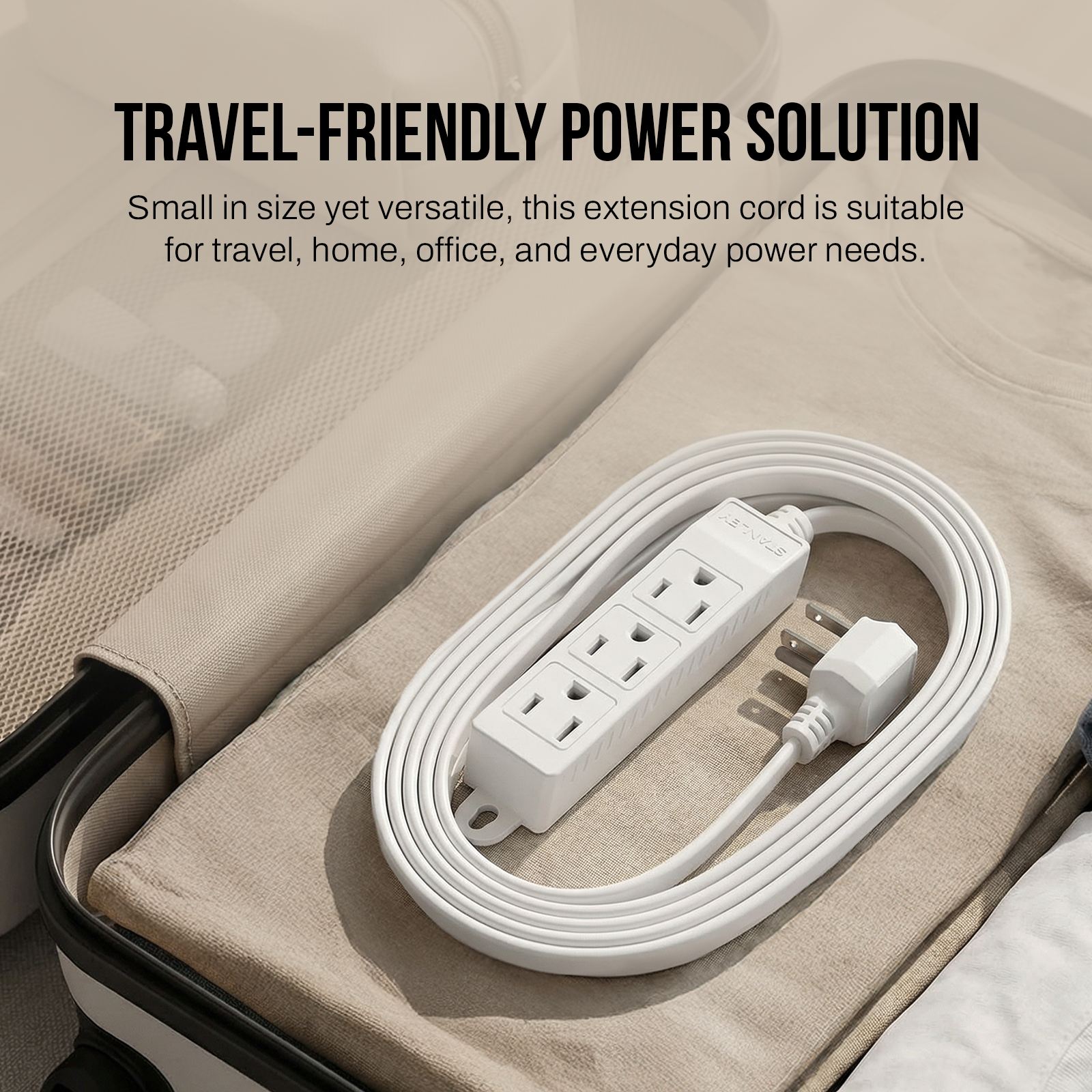 STANLEY® 9FT Indoor Extension Cord with 3 In-Line Outlets and Flat Plug - Stanley Electrical Accessories