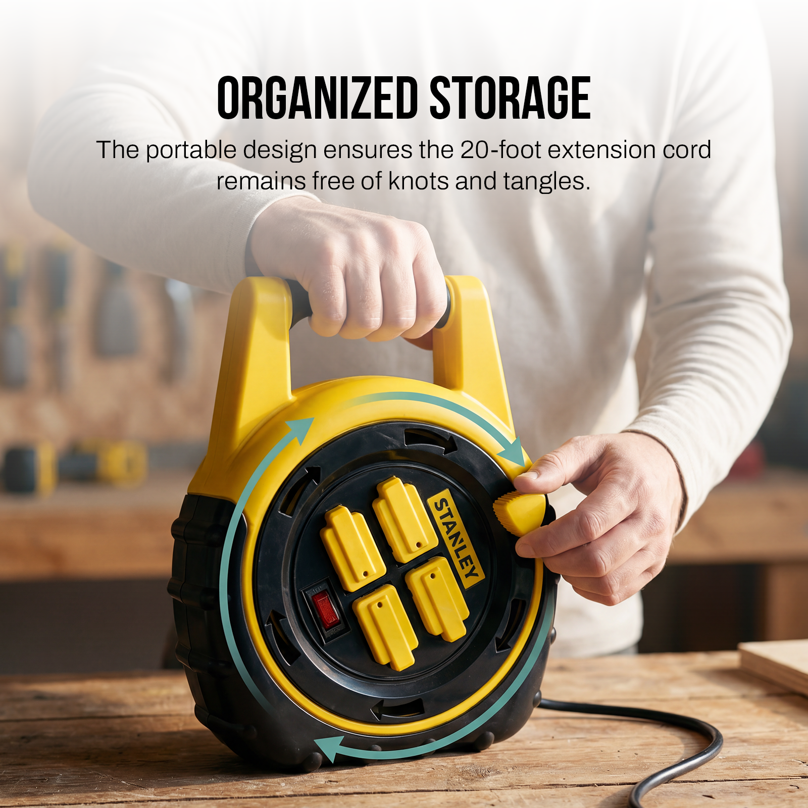 STANLEY® 20FT 4-Outlet Cord Reel - Stanley Electrical Accessories