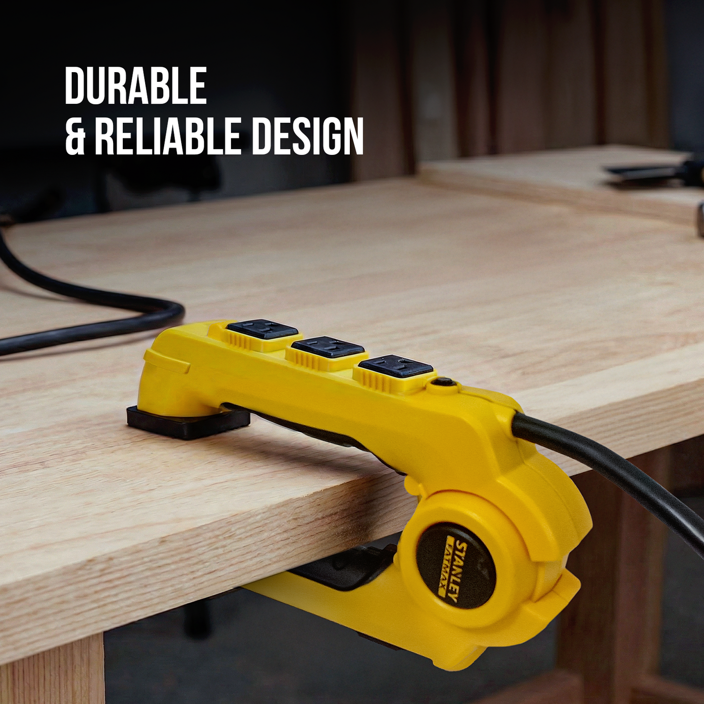STANLEY® 3 Outlet Clamping Power Strip - Stanley Electrical Accessories