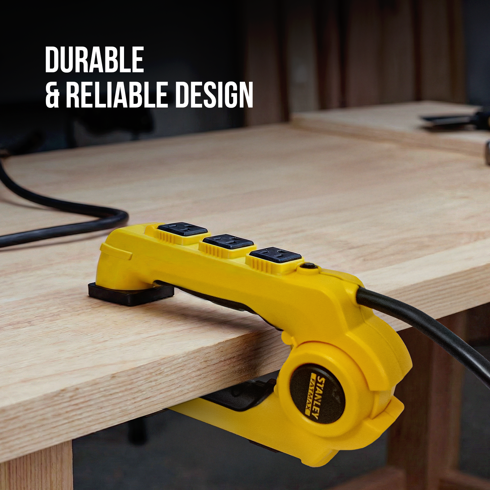 STANLEY® 3 Outlet Clamping Power Strip - Stanley Electrical Accessories